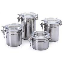 Kit Jogo Pote Hermético Inox e Tampa Plástico 4 Peças - Wellmix