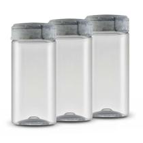 Kit Jogo Potes 1 litro 1,5 litro 2 litros Plástico Tampa Cozinha Encaixe Mantimento Organizador Transparente Premium Con - Bandeirante