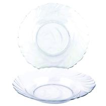 Kit Jogo Pratos Fundo Sopa Transparente 12 Peças 22,5cm