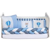 Kit Jogo Protetor Berço Balão Menino 6 Peças Azul