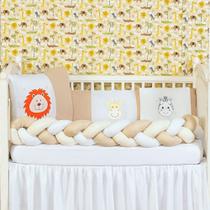Kit Jogo Protetor Berço Leão Selva Menina Menino 6 Peças Kit Jogo Protetor Berço Leão Selva Menina Menino 6 Peças