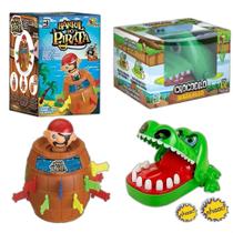 Kit Jogo Pula Pirata Barril + Jogo Croc Croc Crocodilo Morde