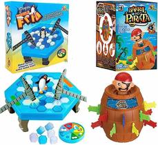 Kit Jogo Pula Pirata Barril + Jogo Pinguim Quebra Gelo - Art Brink