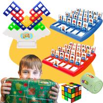 Kit Jogo Quem Sou Eu Educativo Tabuleiro Cartas e Jogo Torre Encaixe Equilibre Blocos Tetris Caiu Perdeu Tower envio imediato
