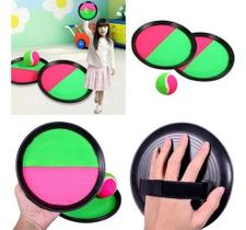 Kit Jogo Raquete Pega Bolinha Brinquedo De Mão Praia Ar livre Família Diversão Amigos