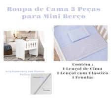 Kit Jogo Roupa de Cama para Mini Berço Bebê 3 peças Coleção Chevron
