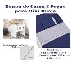 Kit Jogo Roupa de Cama para Mini Berço Bebê 3 peças Coleção Chevron