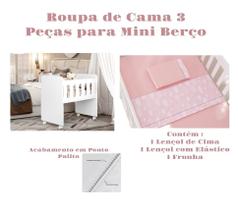 Kit Jogo Roupa de Cama para Mini Berço Bebê 3 peças Coleção Nuvens