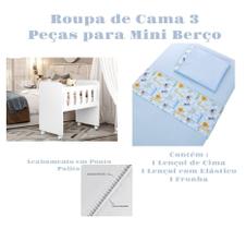 Kit Jogo Roupa de Cama para Mini Berço Bebê 3 peças Coleção Safari.