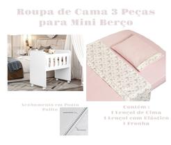 Kit Jogo Roupa de Cama para Mini Berço Bebê 3 peças Diversas Estampas