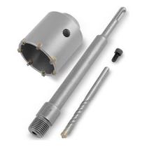 Kit Jogo Serra Copo 80mm Concreto Alvenaria Haste Sds Plus P/ Furadeira e Martelete