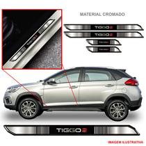 Kit jogo soleira protetor carro tiggo 2x resinado
