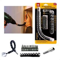 Kit Jogo Soquete Canhão Extensão Bits P/ Parafusadeira Chave