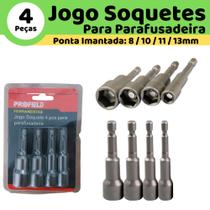 Kit Jogo Soquete Canhão Sextavada Parafusadeira 8 A 13mm Ponta Imantada - 00207035 - Profield