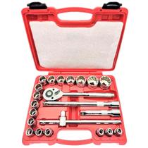 Kit Jogo Soquete Estriado Com 22 Peças E Encaixe De 1/2 Pol - VIP INDUSTRIAL Kit Jogo Soquete Estriado Com 22 Peças E Encaixe De 1/2 Pol - VIP INDUSTRIAL