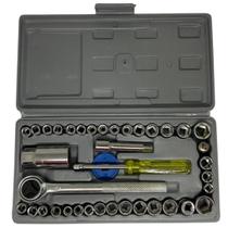 Kit Jogo Soquete Sextavado 40 Peças Reversíveis Catraca