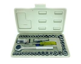 Kit Jogo Soquetes 40 Peças Chave Catraca Cachimbo Maleta Kit Jogo Soquetes 40 Peças Chave Catraca Cachimbo Maleta
