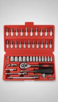 Kit Jogo Soquetes 46 Peças Aço Crv Catraca Chave Maleta