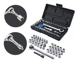 Kit Jogo Soquetes Sextavado C/ Catraca 40 Pcs Fertak