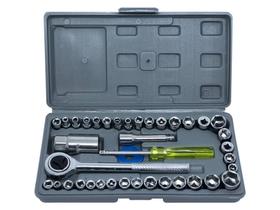 Kit Jogo Soquetes Sextavado Com Catraca Com Chave de 1/4 para 3/8 Com 40 Peças - Gorillaz