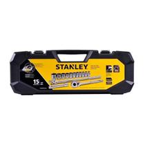 Kit Jogo Soquetes Stanley 1/2mm STMT80703-840 Maleta e Catraca Reversível 15 Pçs