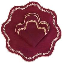 Kit Jogo Sousplat Bordado C/ Guardanapo Para 4 lugares vinho