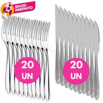 Kit Jogo Talher Inox Com Garfo Mesa Faca Churrasco Jantar Dia a Dia Refeição Restaurante Cozinha