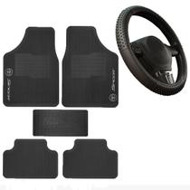 kit jogo tapete automotivo carro borracha + capa de volante