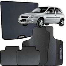 Kit Jogo Tapete Corsa Hatch 1996 a 2003 4 Peças + Tapete Mala Emborrachado Automotivo Personalizado