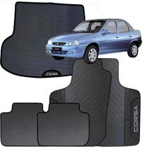 Kit Jogo Tapete Corsa Sedan 1996 a 2003 4 Peças + Tapete Mala Emborrachado Automotivo Personalizado