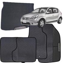 Kit Jogo Tapete Sandero 2007 a 2014 4 Peças + Tapete Porta Malas Emborrachado Carro Personalizado
