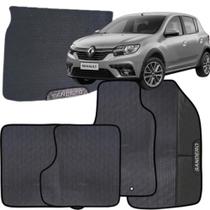 Kit Jogo Tapete Sandero 2020 a 2025 4 Peças + Tapete Porta Malas Emborrachado Carro Personalizado