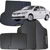 Kit Jogo Tapete Voyage G5 2008 a 2013 4 Peças + Tapete Porta Malas Emborrachado Carro Personalizado