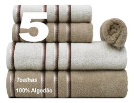 Kit Jogo Toalhas Banho + Rosto 5 Pcs 100% Algodão Luxo Classic Appel