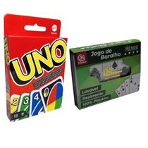 Kit Jogo Uno Cartas + Baralho Duplo 100% Plástico 108 Cartas Lavável Resistente