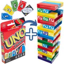 Kit Jogo Uno Stacko Torre De Empilhar + Uno Cartas Baralho