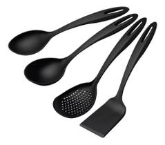 Kit Jogo Utensílios Cozinha 4 Peças Nylon Preto Tramontina