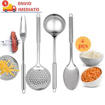 Kit Jogo Utensilios em Inox para Servir Mesa Cozinha Talher