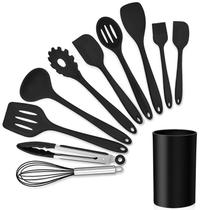 kit jogo utensilios para cozinha 11pcs colheres silicone