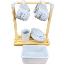 Kit jogo Xicaras 8 pçs Porcelana e Pinus - Poá colorido Kit jogo Xicaras 8 pçs Porcelana e Pinus - Poá colorido