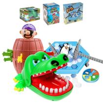 Kit Jogos Brinquedo Infantil Crocodilo Morde Dedo + Pula Pirata + Quebra Gelo do Pinguim Infantil Kit Jogos Brinquedo Infantil Crocodilo Morde Dedo + Pula Pirata + Quebra Gelo do Pinguim Infantil
