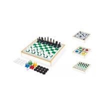 Kit Jogos Clássicos 4 Em 1 Junges Damas Ludo Trilha Xadrez