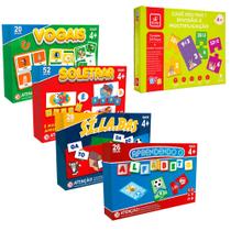 Kit Jogos Crianças Fase Alfabetização Escolar Sílabas Vogais Alfabeto Soletrar Divisão Multiplicação