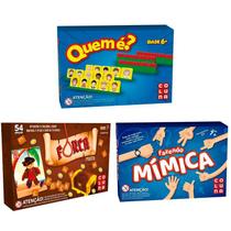 Kit Jogos De Tabuleiro Quem é + Mímica + Forca Estratégia Raciocínio Lançamento