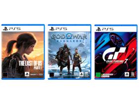 Kit Jogos God of War Ragnarök + The Last of Us - Part I + Gran Turismo 7 para PS5