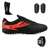 Kit Jogos Indoor Futsal + Meião + Caneleira Adulta + Relógio