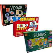 Kit Jogos Pedagógico Brinquedo Educativo Silabas Vogais Soletrar Aprender Brincando Lúdico Criativo Formação de Palavras idade 4 anos Kit Jogos Pedagógico Brinquedo Educativo Silabas Vogais Soletrar Aprender Brincando Lúdico Criativo Formação de Palavras idade 4 anos