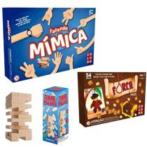 Kit Jogos Pedagógicos Mímica + Forca Pirata + Torre Maluca Kit Jogos Pedagógicos Mímica + Forca Pirata + Torre Maluca