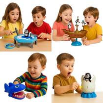 Kit Jogos Quebra Gelo Pula Pinguim Tubarão Dedo Pirata Cai