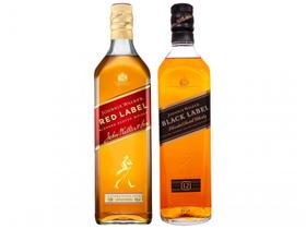 Kit Johnnie Walker Black Label 750ml + Red Label - 1L